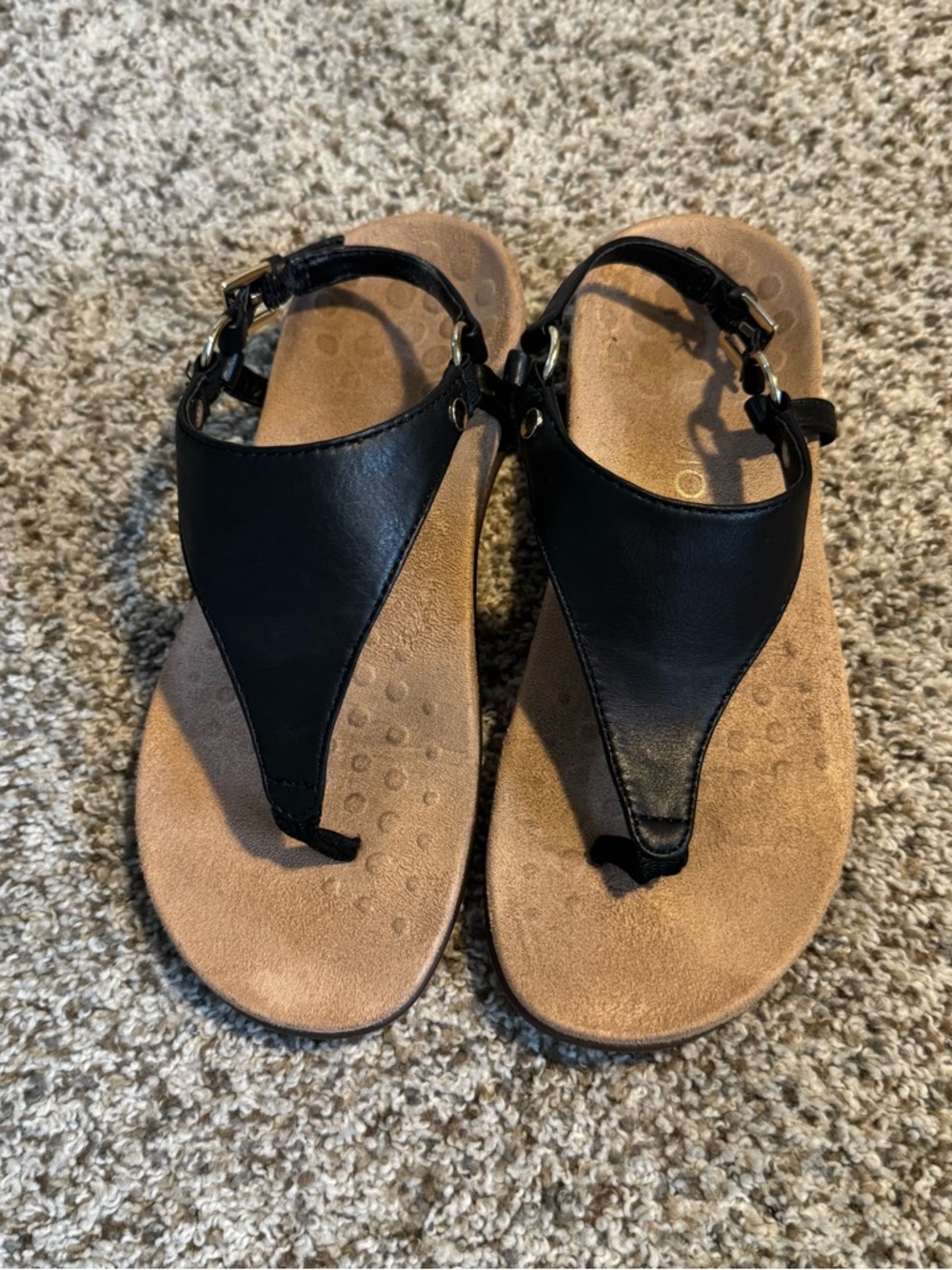 Vionic Kirra Women's Black Leather Thong Sandals - 5